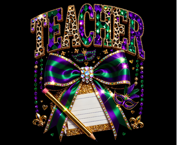 Colorful Mardi Gras Educator Tee