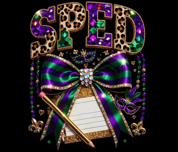 Colorful Mardi Gras Educator Tee
