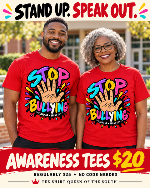 Stop Bullying | Red Awareness Tee modeled by younger and older teachers