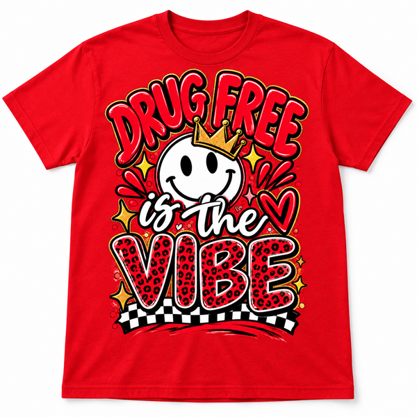 Drug Free Is the Vibe | Red Awareness Tee front catalog image