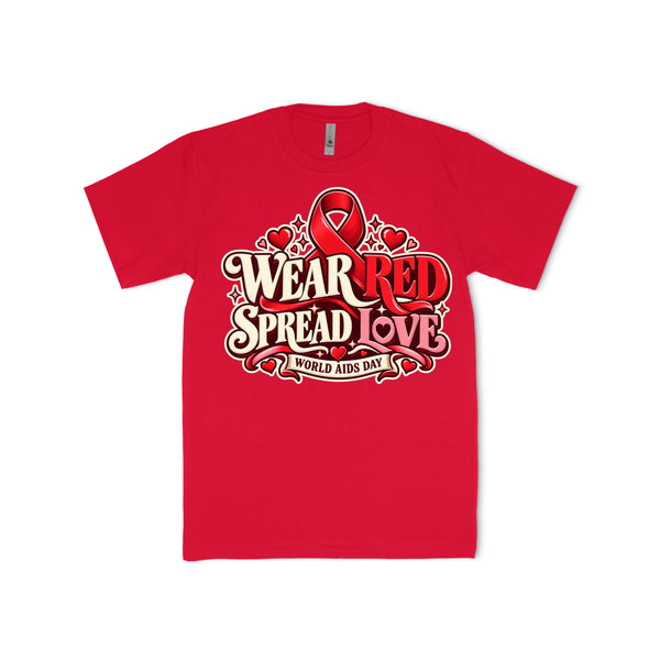Wear Red Spread Love | World AIDS Day Tee — front catalog mockup